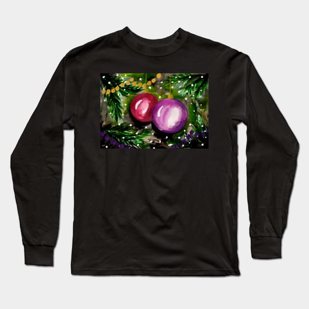 Christmas Tree Ornaments Long Sleeve T-Shirt by ZeichenbloQ